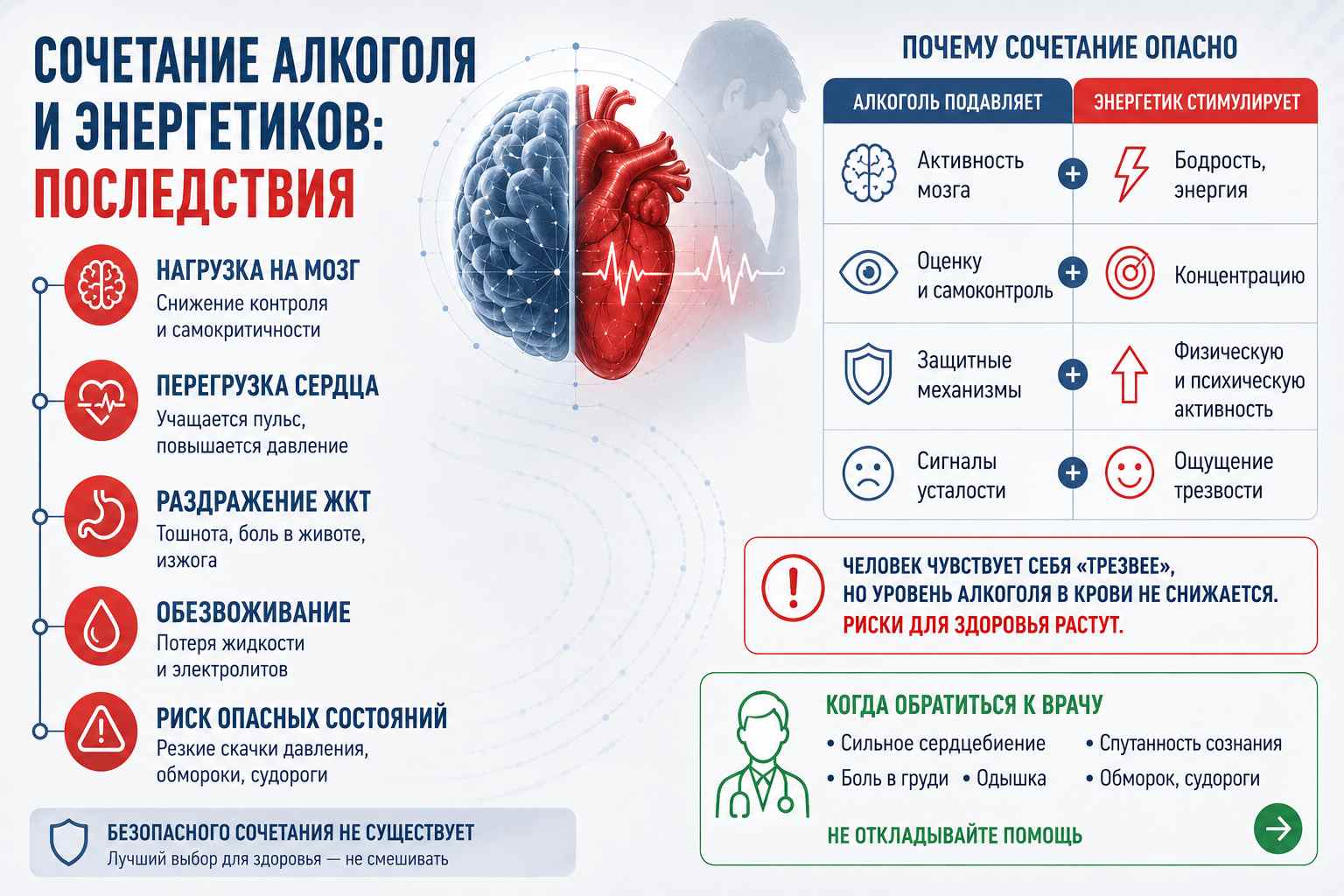 Инфографика объясняет последствия сочетания алкоголя и энергетиков
